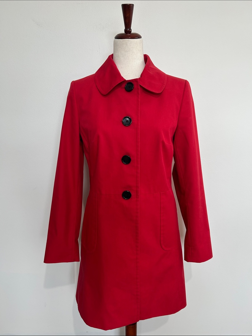Banana Republic Red Single-Breasted Trench Coat Size Small EUC